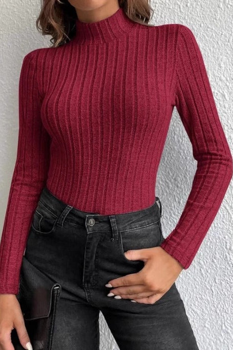 Slim Fit Mock Neck Knit Sweater 16