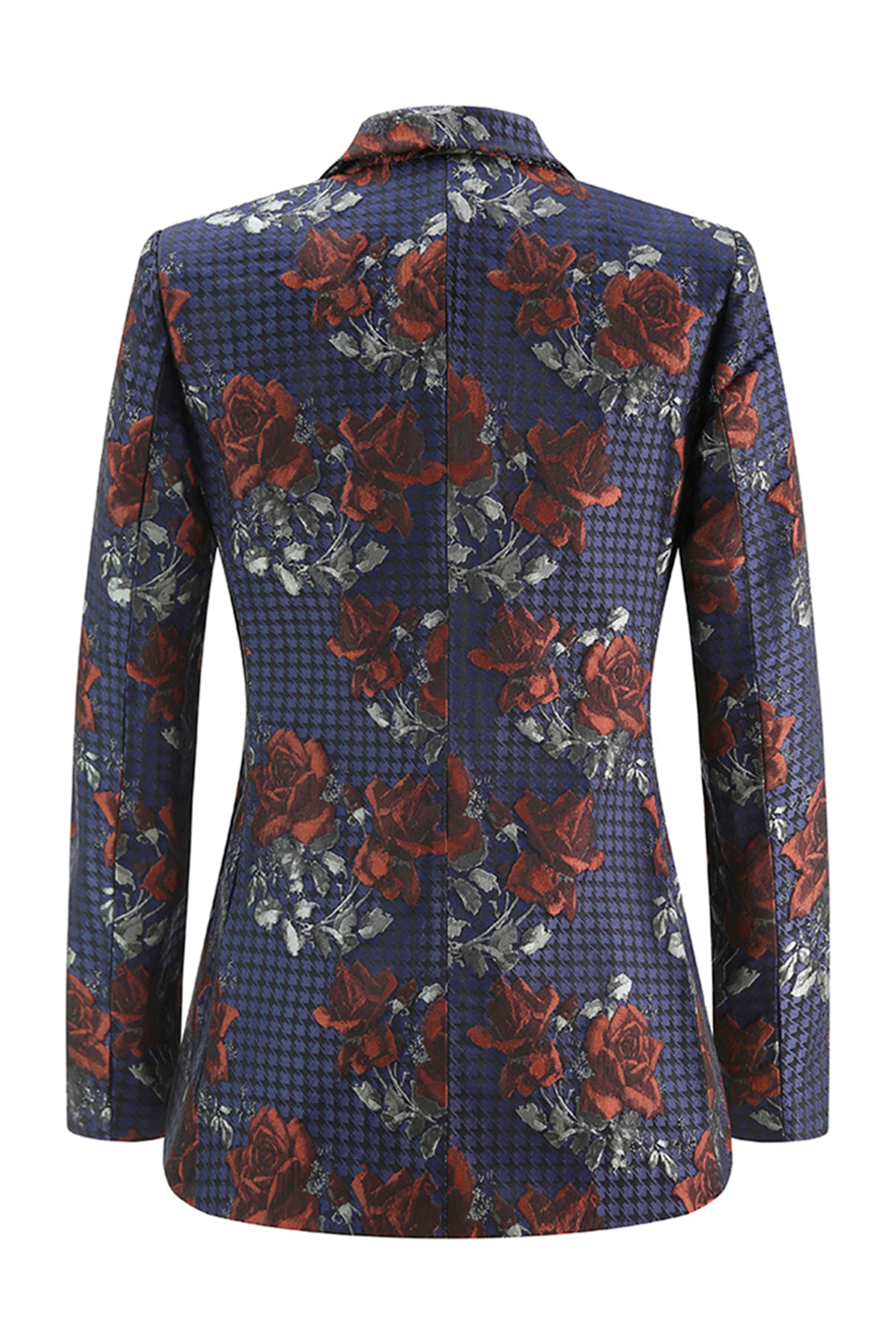 Blue Red Floral 2 Piece Peak Lapel Women Prom Suits