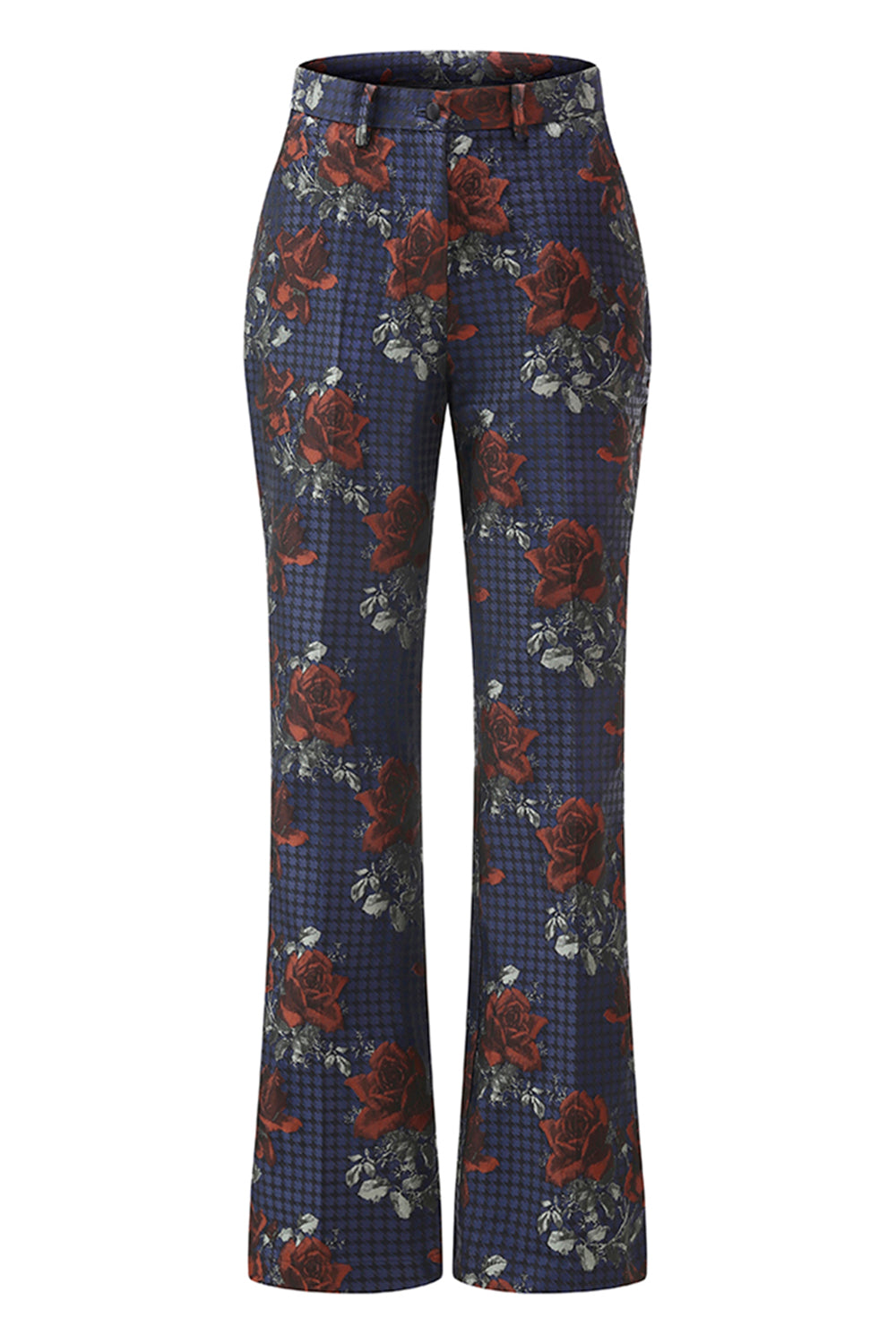 Blue Red Floral 2 Piece Peak Lapel Women Prom Suits