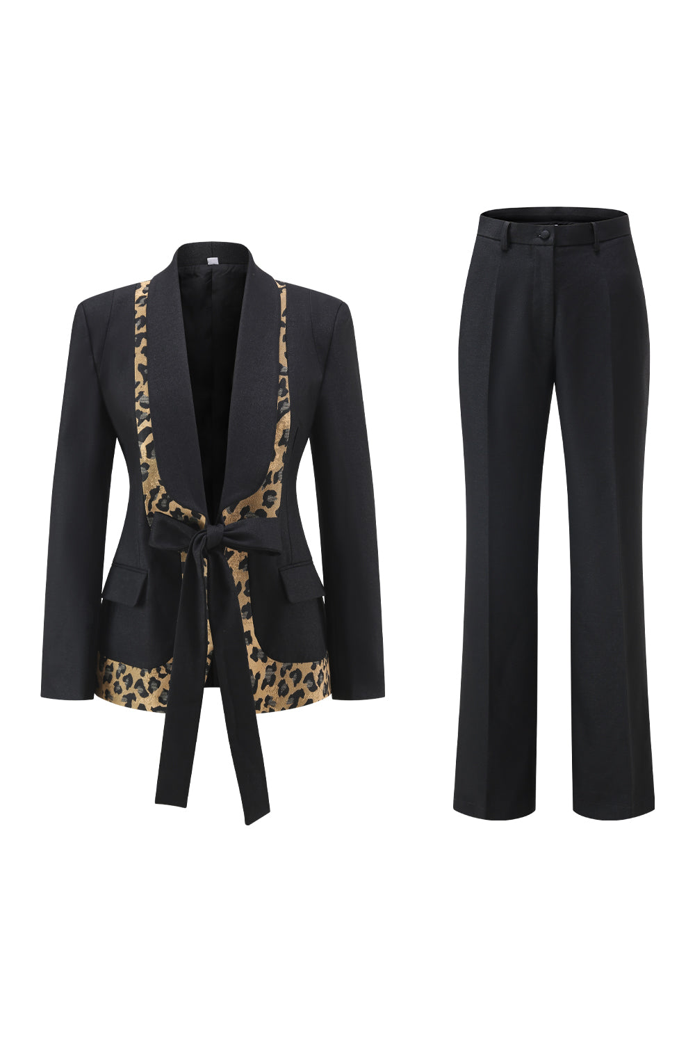 Black Shawl Lapel 2 Piece Women Prom Suits with Bow