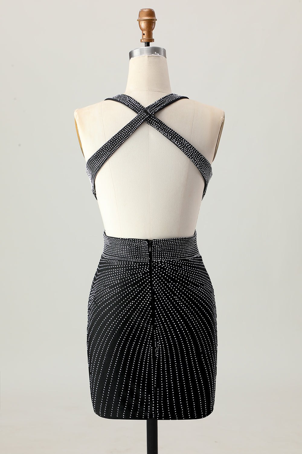 Sparkly Black V-Neck Tight Short Homecoming Dress with Beading