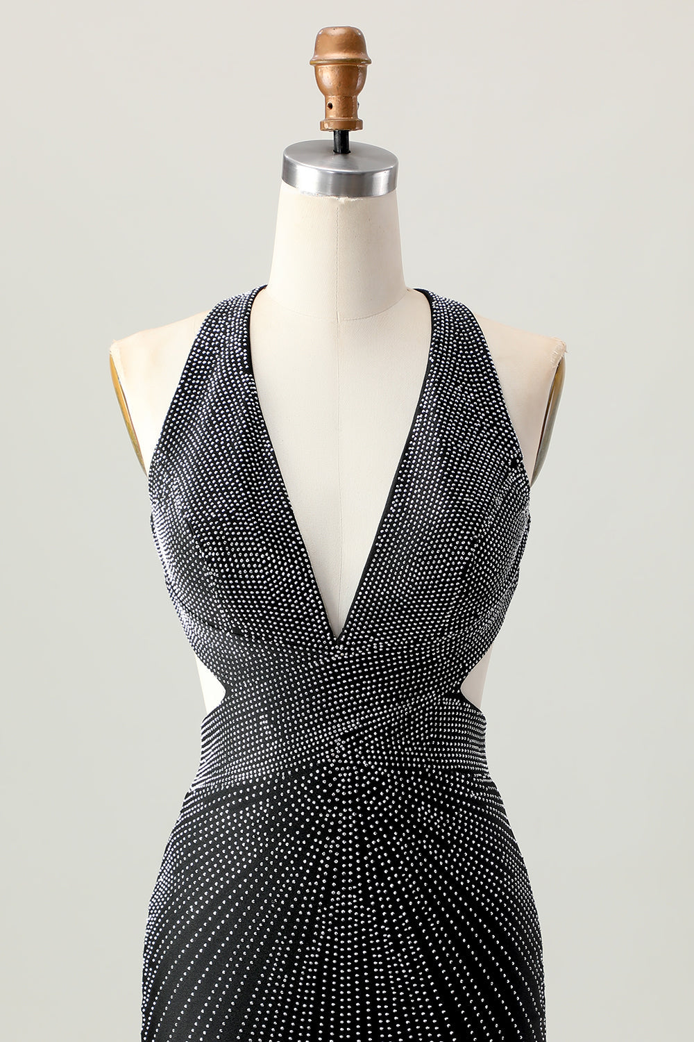 Black Bodycon V-Neck Beaded Homecoming Dress