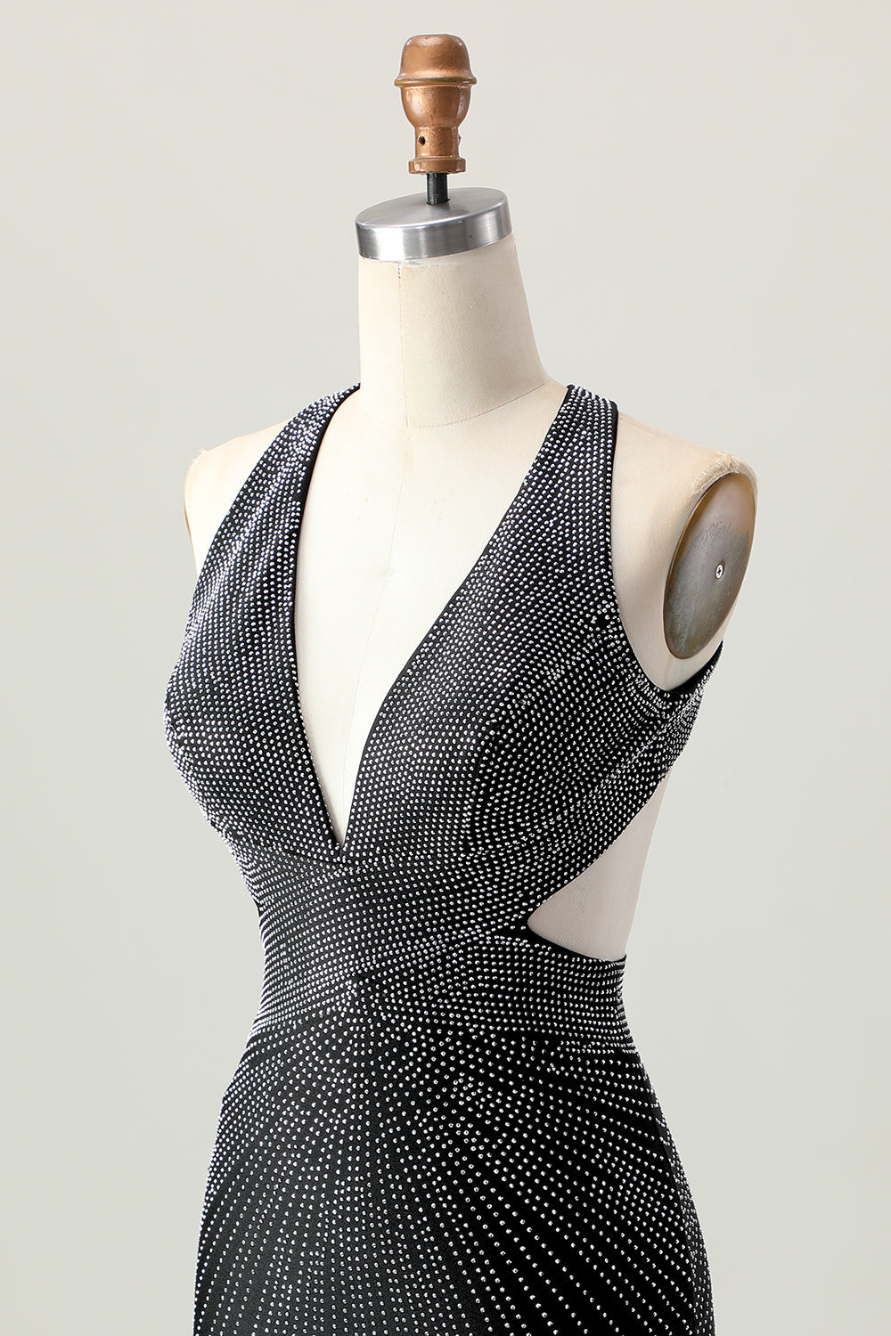 Black Bodycon V-Neck Beaded Homecoming Dress