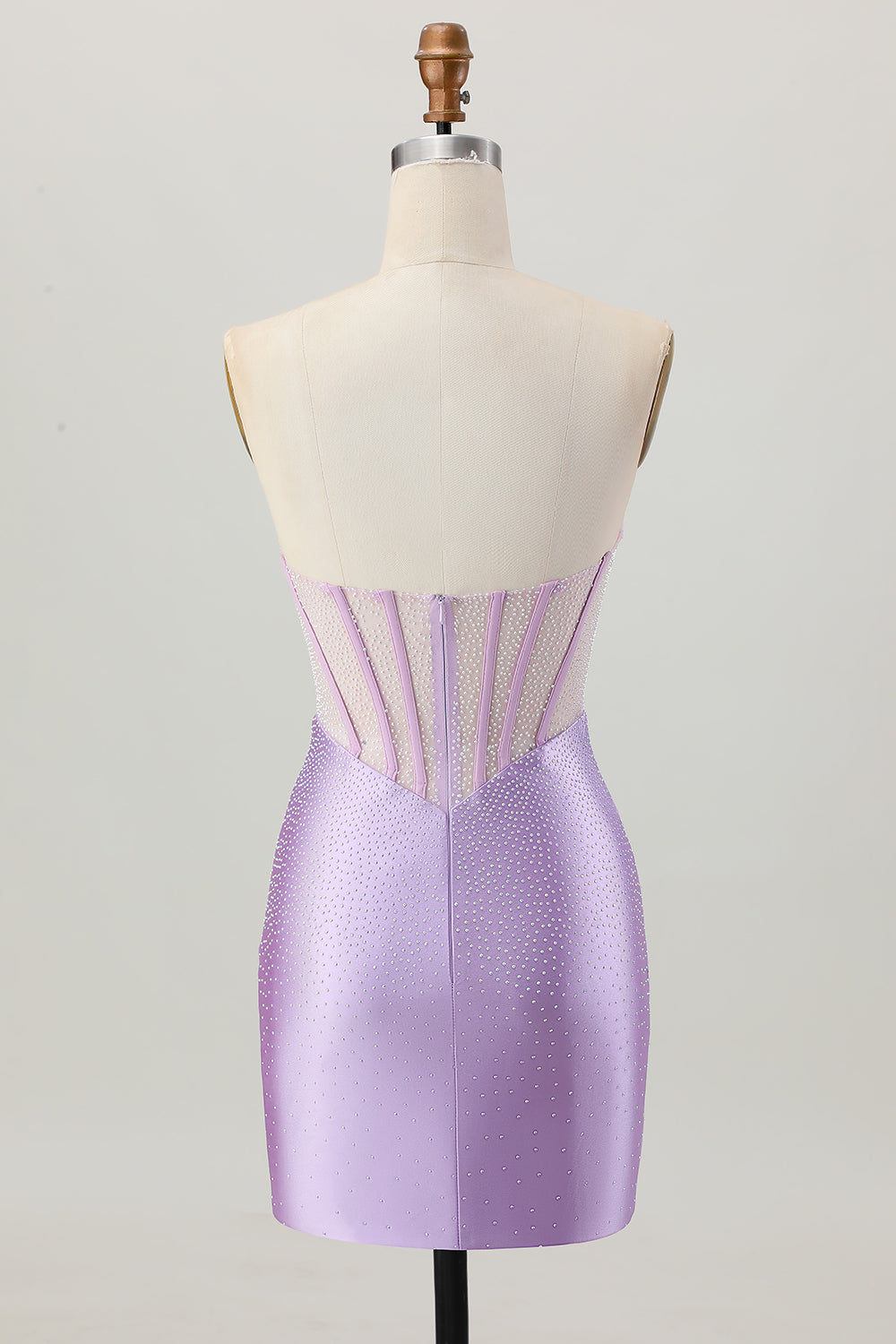 Sparkly Lilac Corset Strapless Short Homecoming Dress with Beading