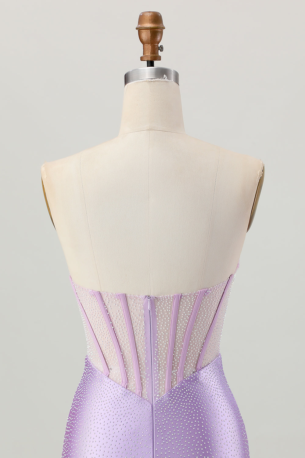 Sparkly Lilac Corset Strapless Short Homecoming Dress with Beading