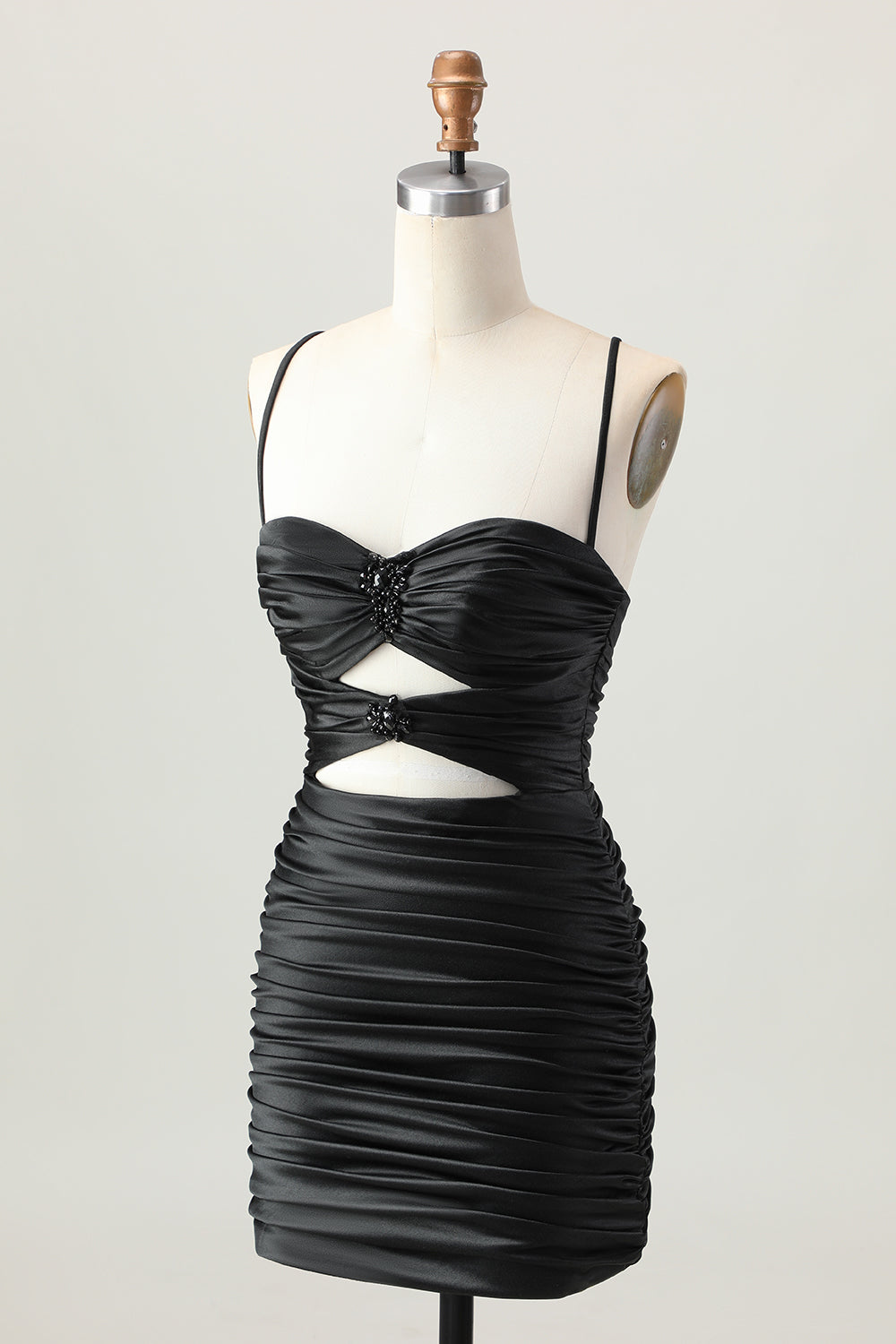 Sparkly Black Cut Out Tight Short Homecoming Dress with Rhinestone