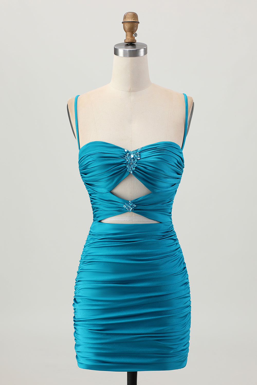Sparkly Red Cut Out Tight Short Homecoming Dress with Rhinestone