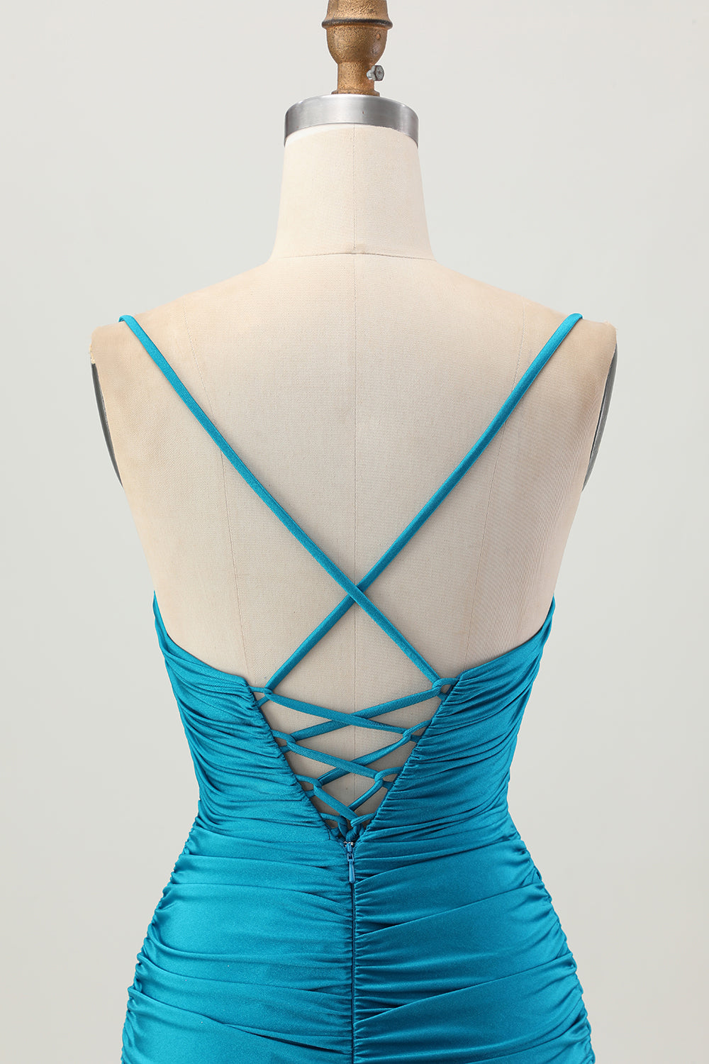 Sparkly Blue Cut Out Tight Short Homecoming Dress with Rhinestone