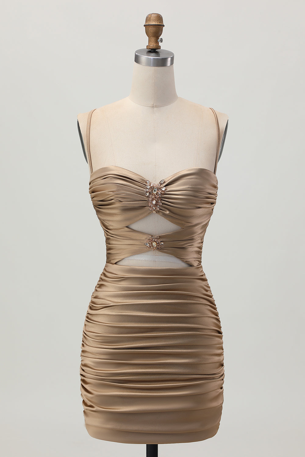 Sparkly Red Cut Out Tight Short Homecoming Dress with Rhinestone