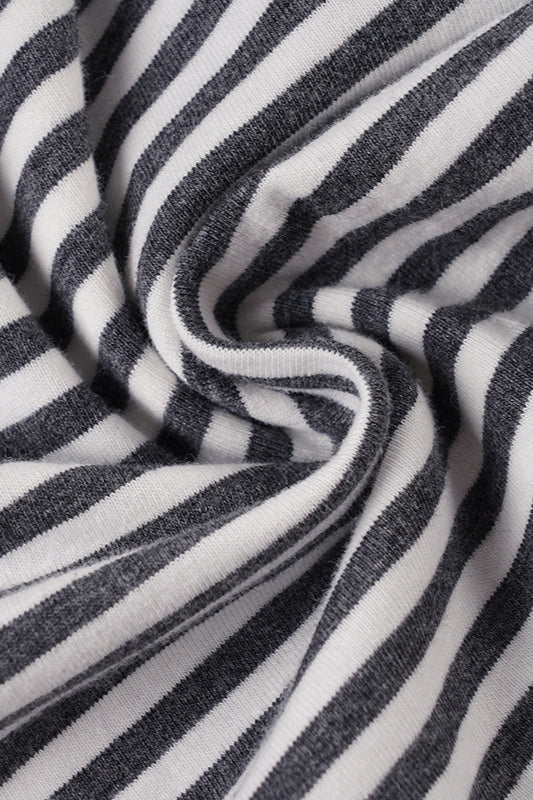 Color Block Striped Asymmetric Shoulder Fitted Blouse