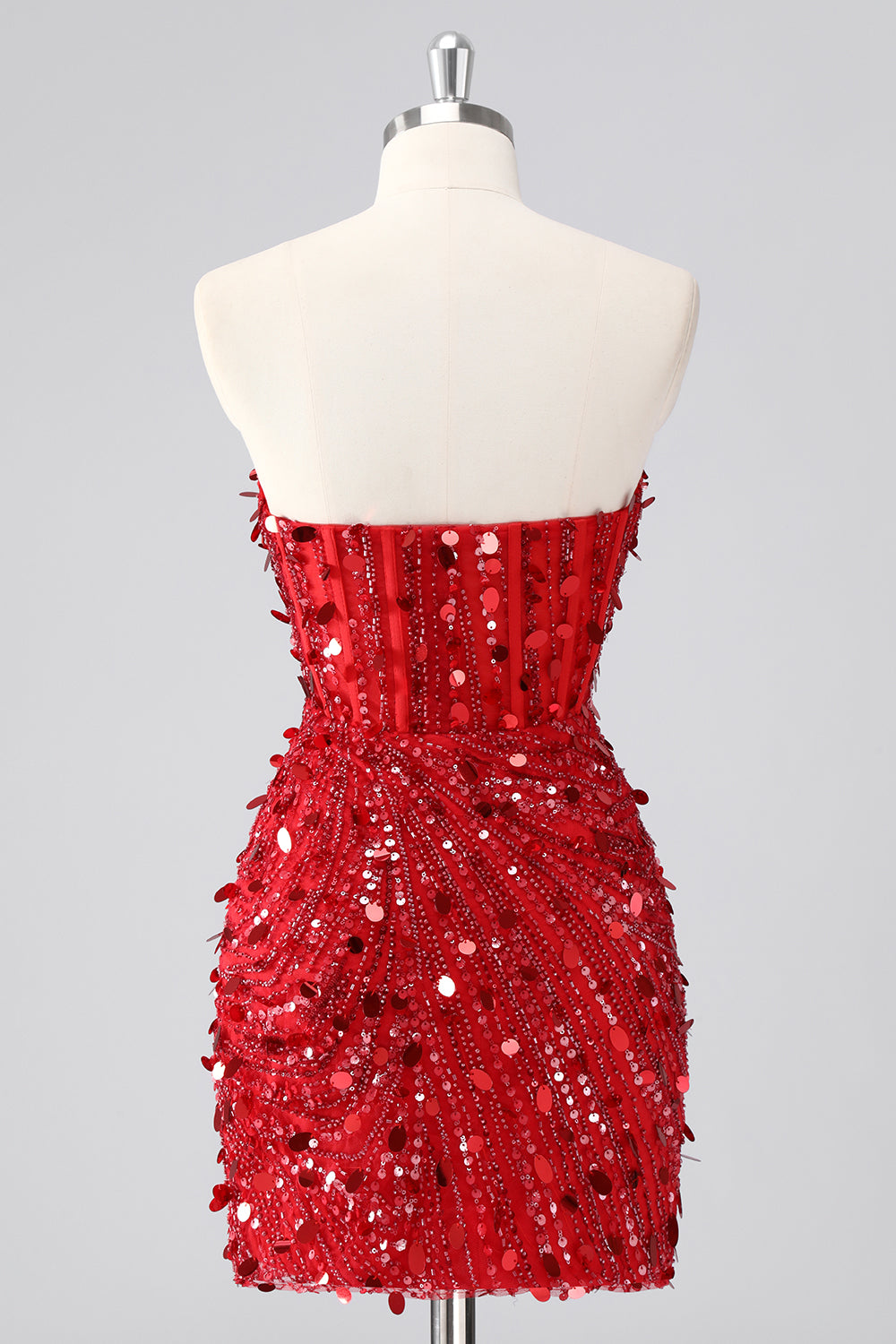 Sparkly Fuchsia Strapless Corset Sequins Short Homecoming Dress