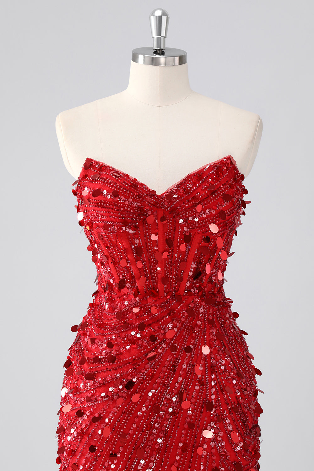 Sparkly Fuchsia Strapless Corset Sequins Short Homecoming Dress