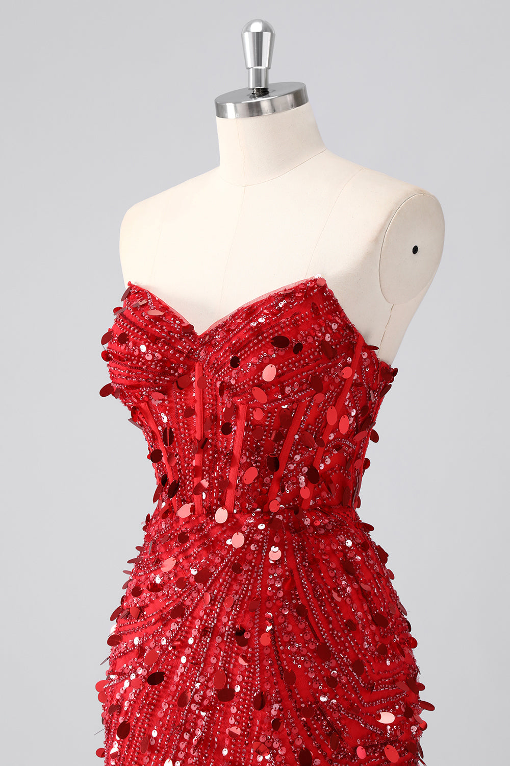 Sparkly Fuchsia Strapless Corset Sequins Short Homecoming Dress