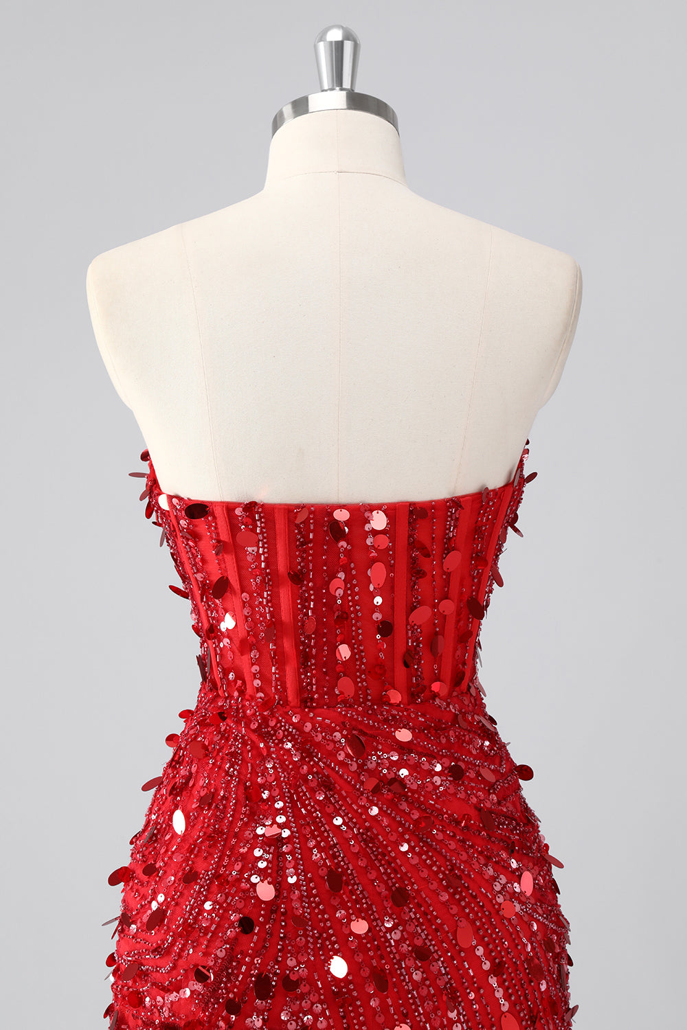 Sparkly Fuchsia Strapless Corset Sequins Short Homecoming Dress
