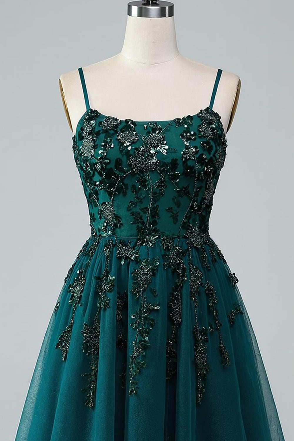 Sparkly Dark Green Short A Line Homecoming Dress with Beading