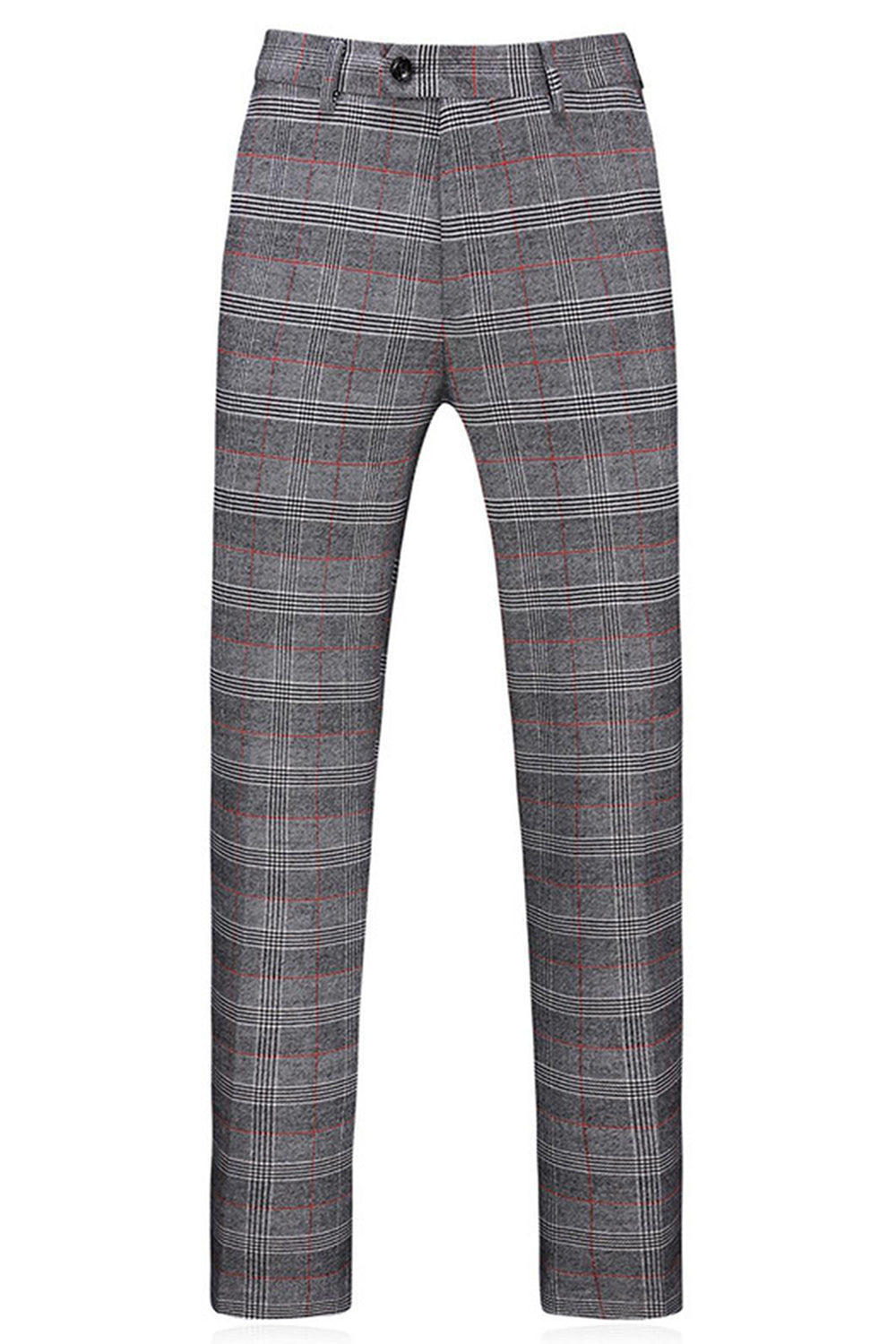Men's Grey Plaid Peak Lapel 3 Pieces Prom Suits