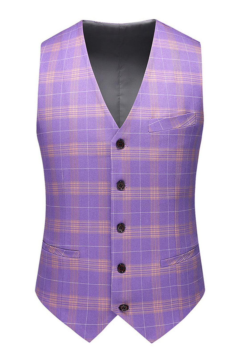 Men's Violet Striped Notched Lapel 3 Pieces Prom Suits