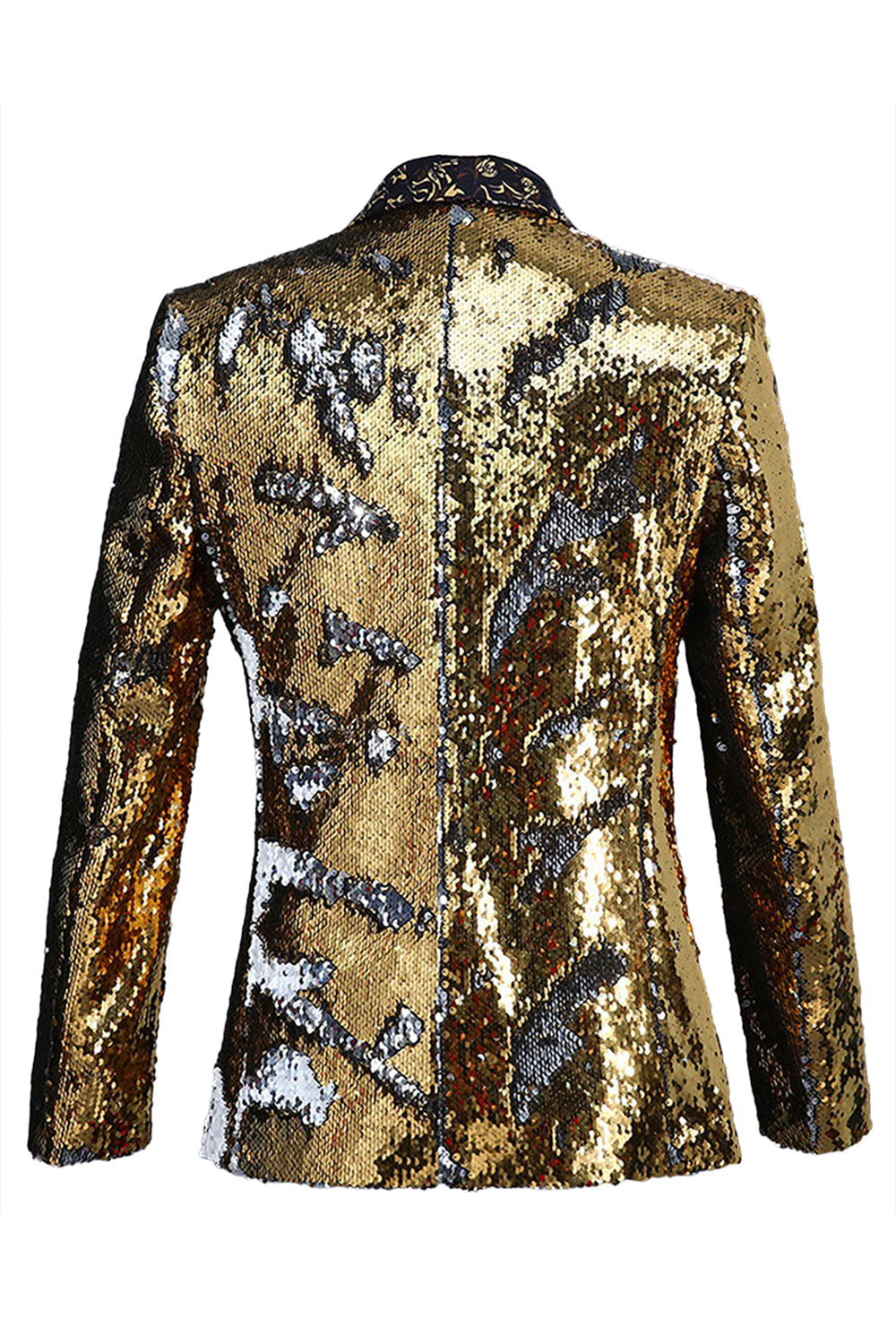 Sparkly Shawl Lapel Purple And Blue Men's Prom Blazer With Sequins
