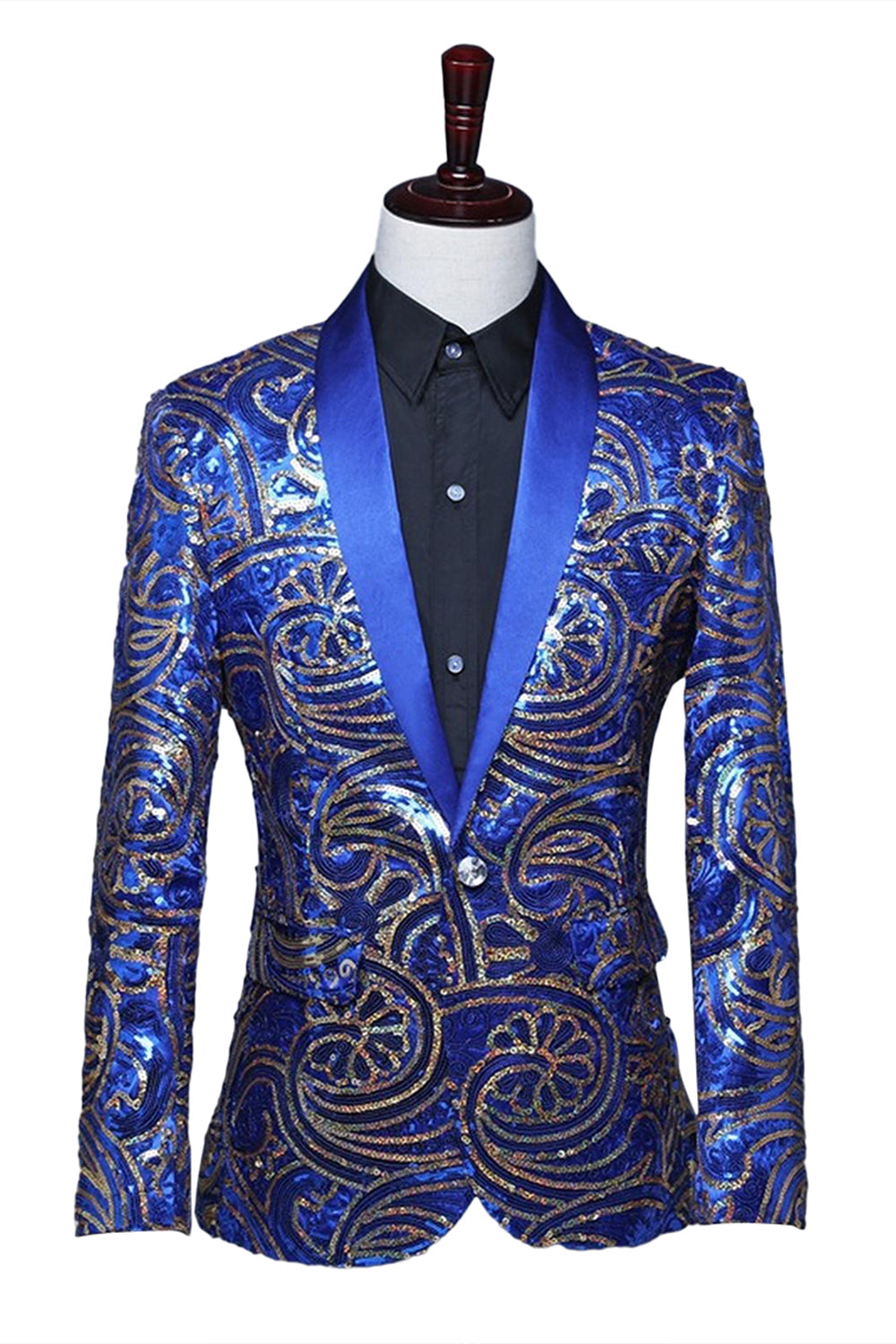 Sparkly Sequins Men's Red Shawl Lapel Prom Blazer