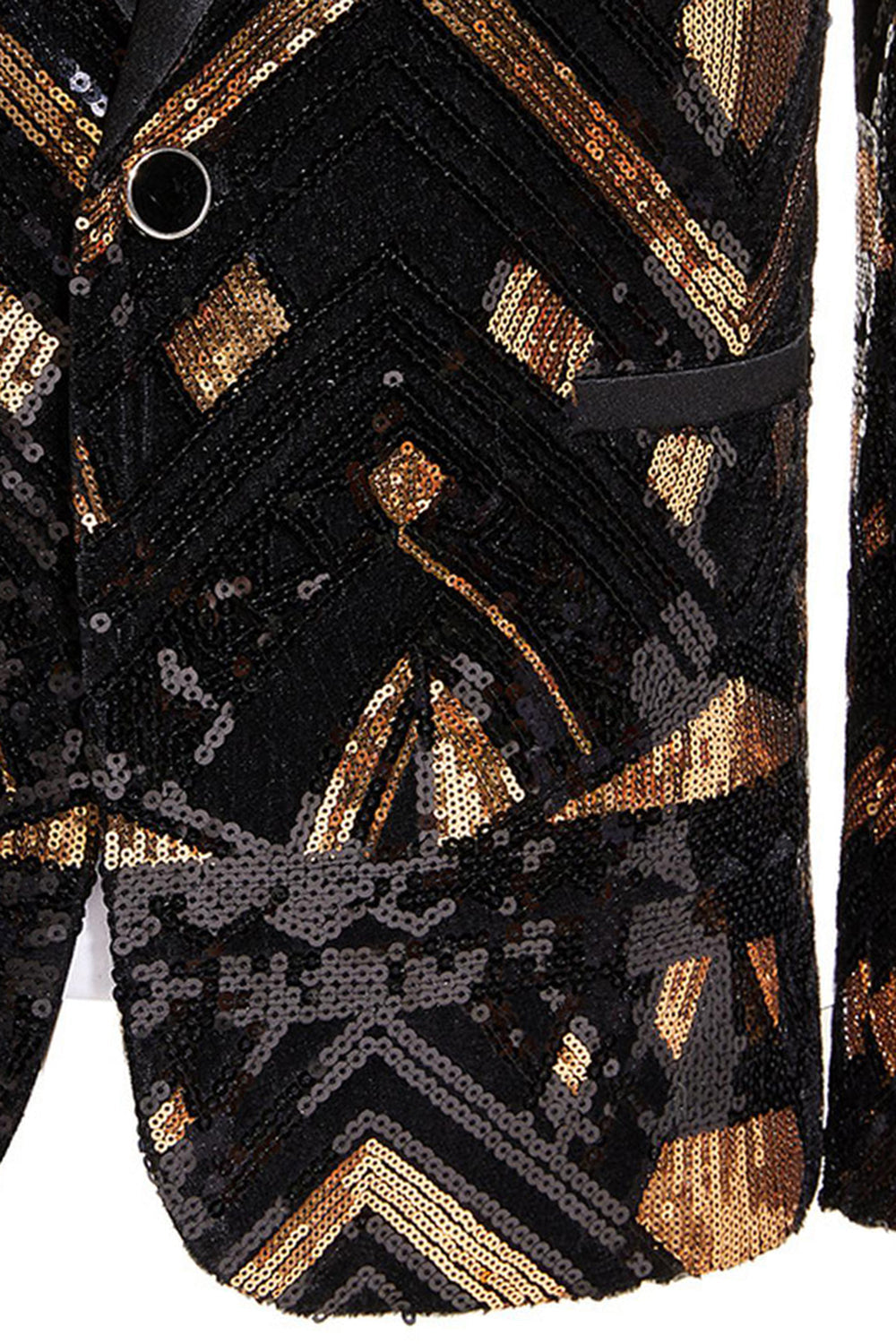 Black and Golden Sequin Shawl Lapel Men's Prom Blazer