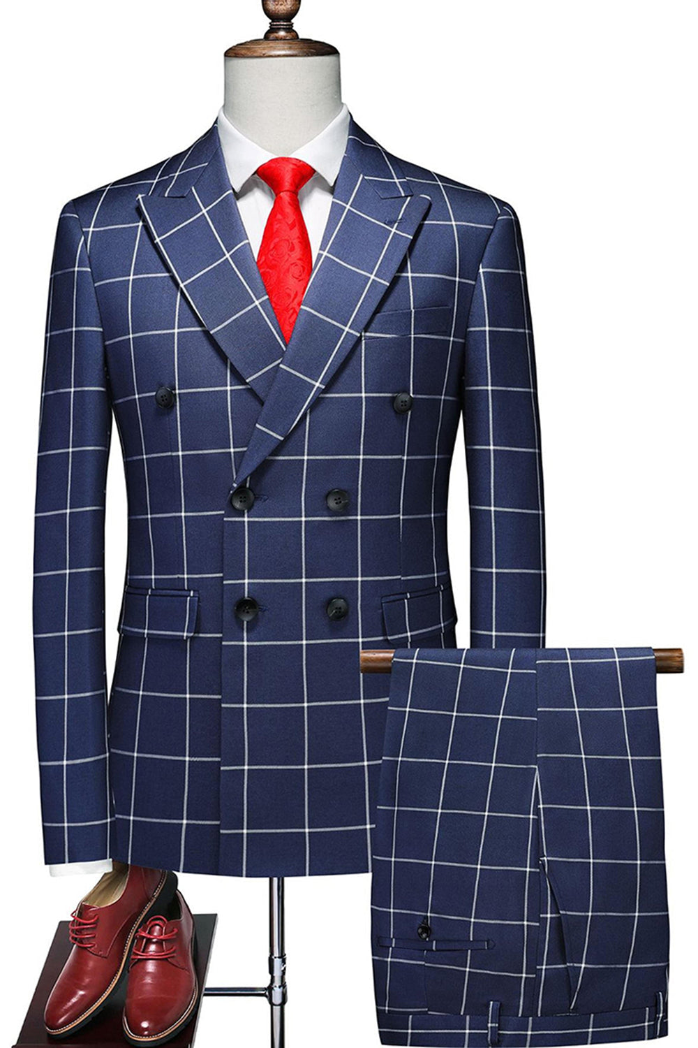 Pink Striped 2 Pieces Peaked lapel Men's Prom Suits