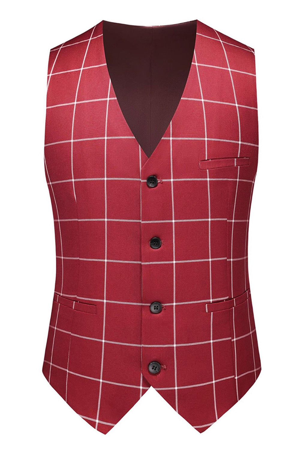 Red Striped Peaked lapel 3 Pieces Men's Prom Suits