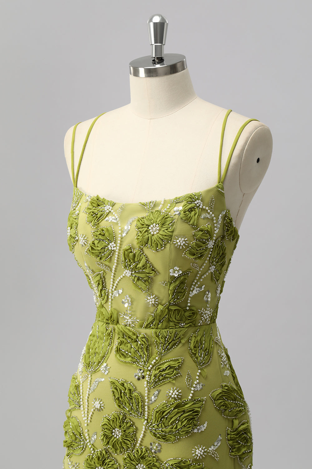 Sparkly Green Cut Out Tight Floral Short Homecoming Dress with Beading