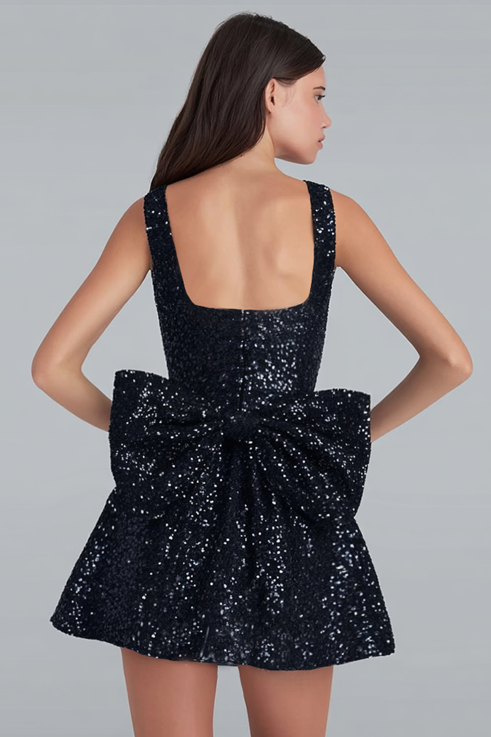 Sparkly Fuchsia Sequin A Line Scoop Short Homecoming Dress with Bow