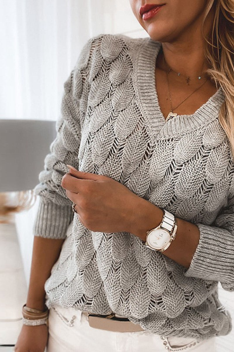 Solid V-Neck Casual Sweaters(3 Colors )