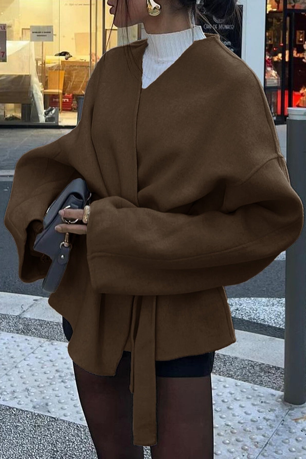 Tailored Long Sleeve Belted Trench Coat - Fashionpara