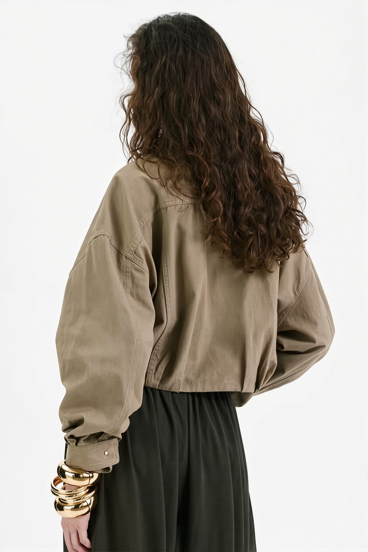 Hem Belt Cropped Utility Coat
