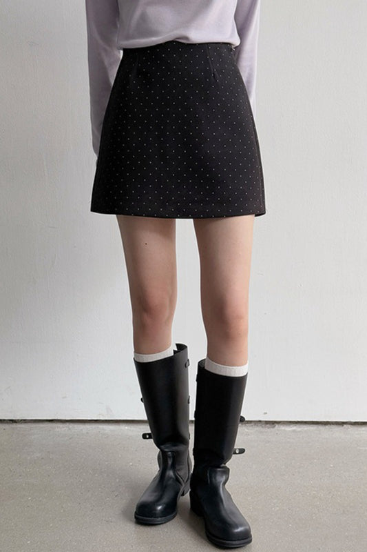 Polka Dot Wool A-Line Skirt
