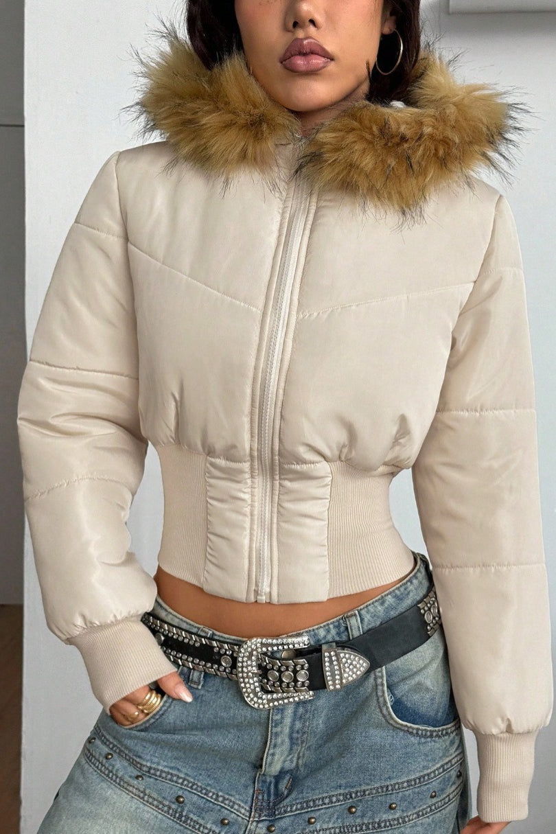 Slim Padded Zip Coat - Fashionpara