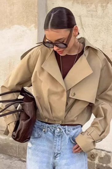 Casual Double Breasted Short Jacket