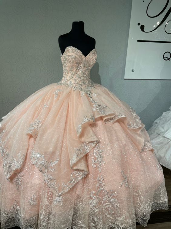 Blush Pink Princess Ball Gown Quinceańera Dress Sweet 16 Dress - Fashionpara