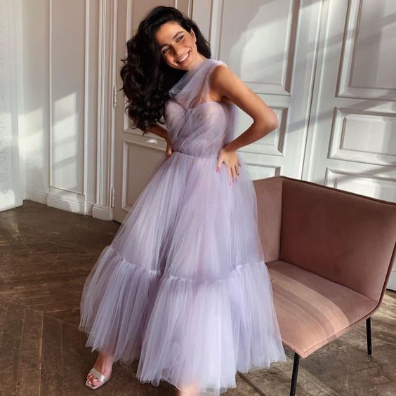 simple purple prom dress,modest evening dresses - Fashionpara