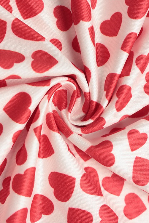 Heart Print Strapless Ruched Fishtail Midi Dress