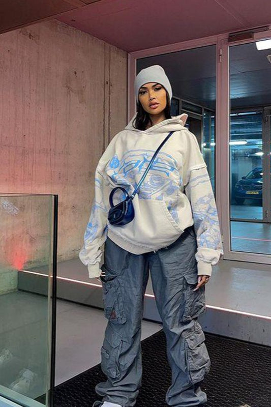 Casual Printed Pullover Hoodie - Fashionpara