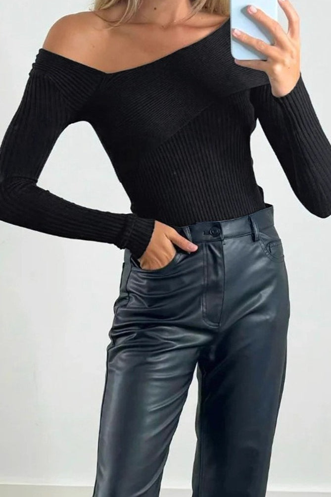 Chic Solid Off Shoulder Sweater