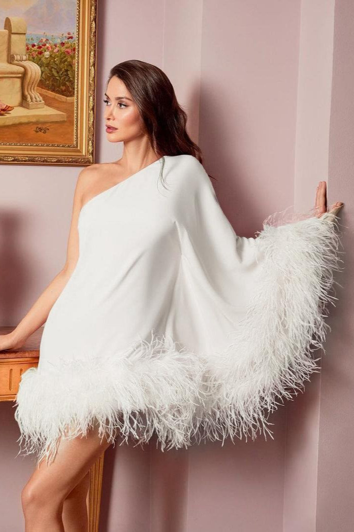 One-Shoulder Cape Mini Party Dress