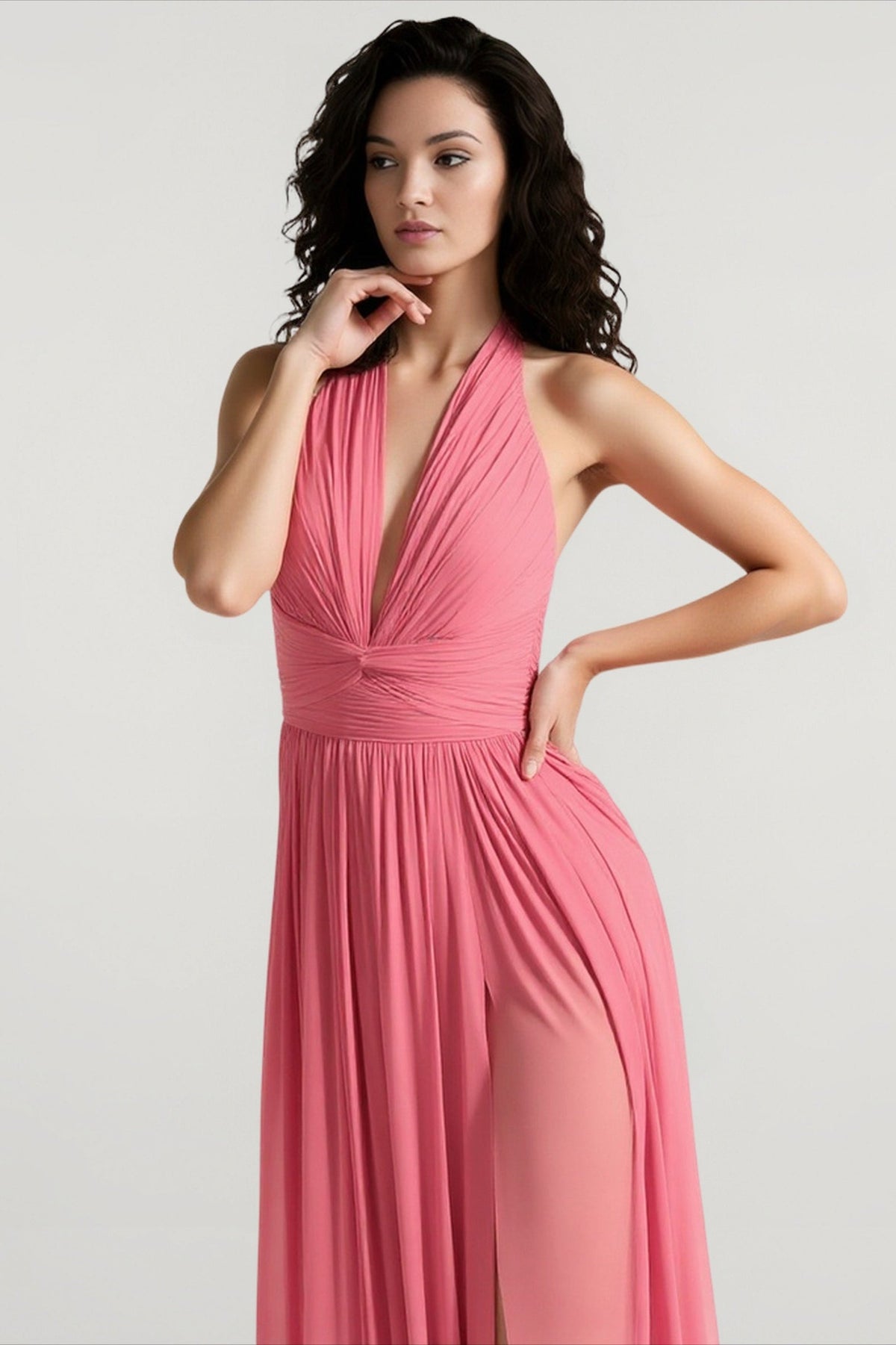 Deep V Fitted Party Dress