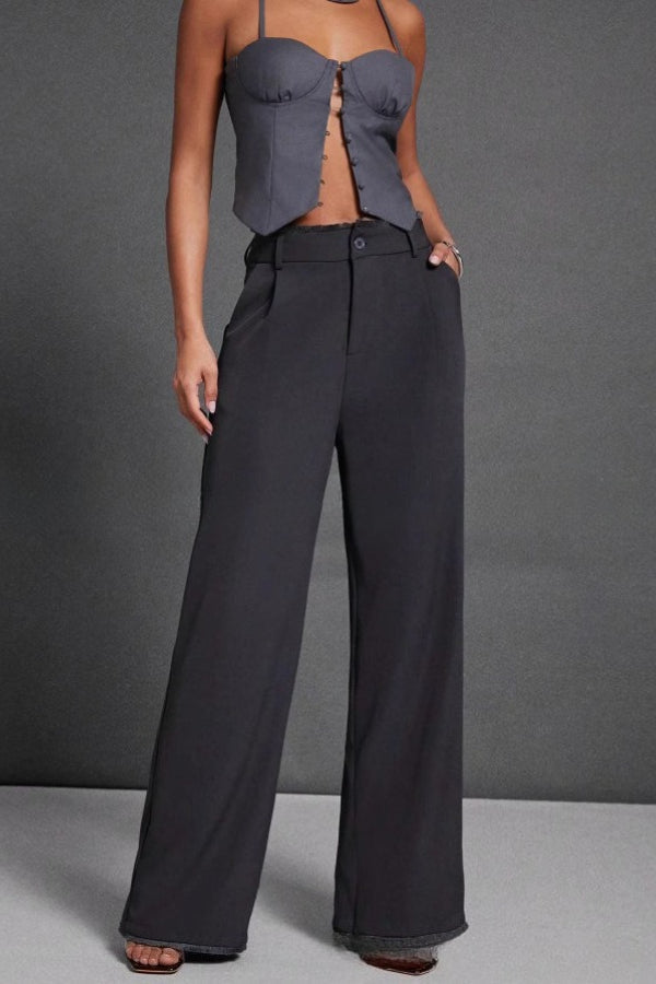 Sleek Wide Leg Tailored Slim Business Casual Pants