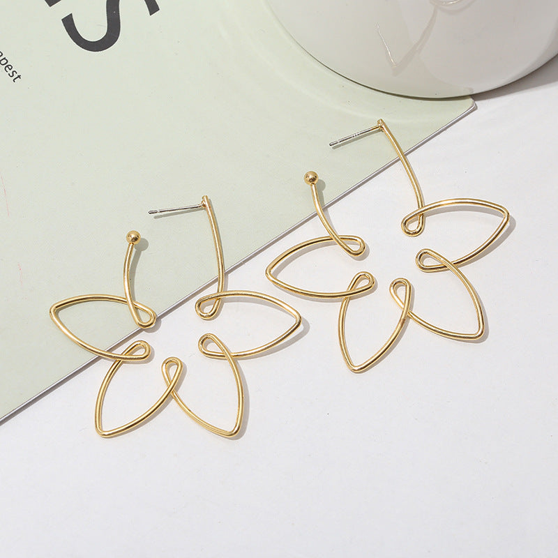 Butterfly Clover Metal Earrings - Fashionpara