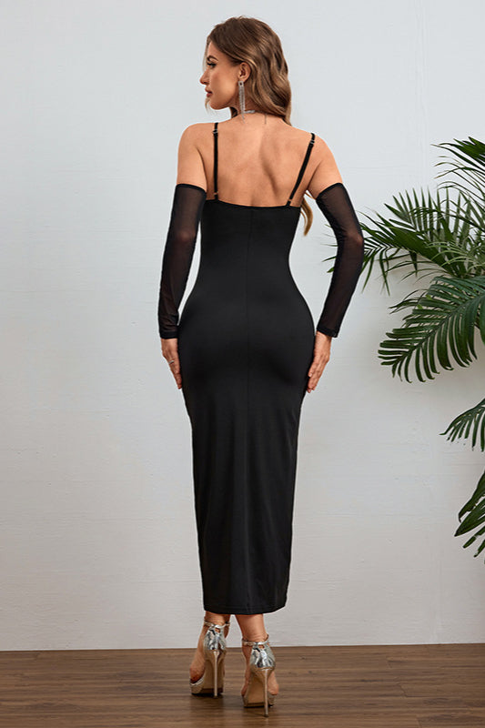 Cami Rhinestone Sleeve Bodycon Party Dress