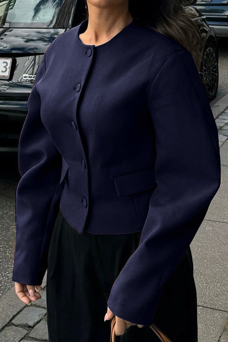 Resort Solid Color Long Sleeve Coat - Fashionpara