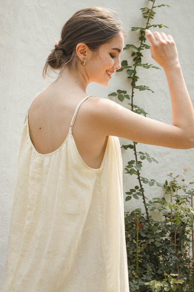 Linen Scoop Neck Sleeveless A-Line Midi Dress 4