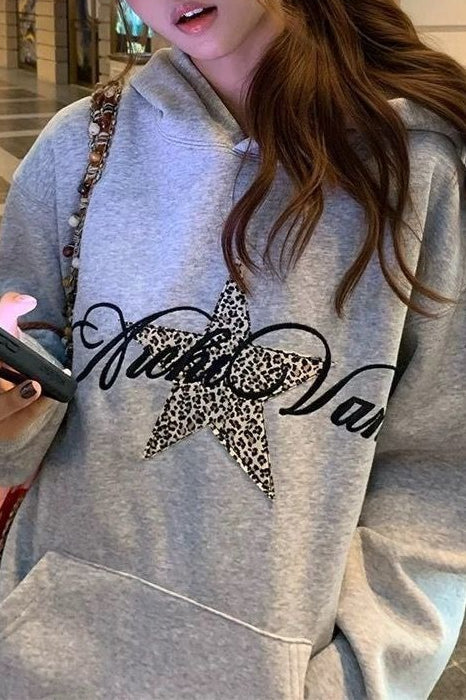 Embroidered Patch Loose Hoodie