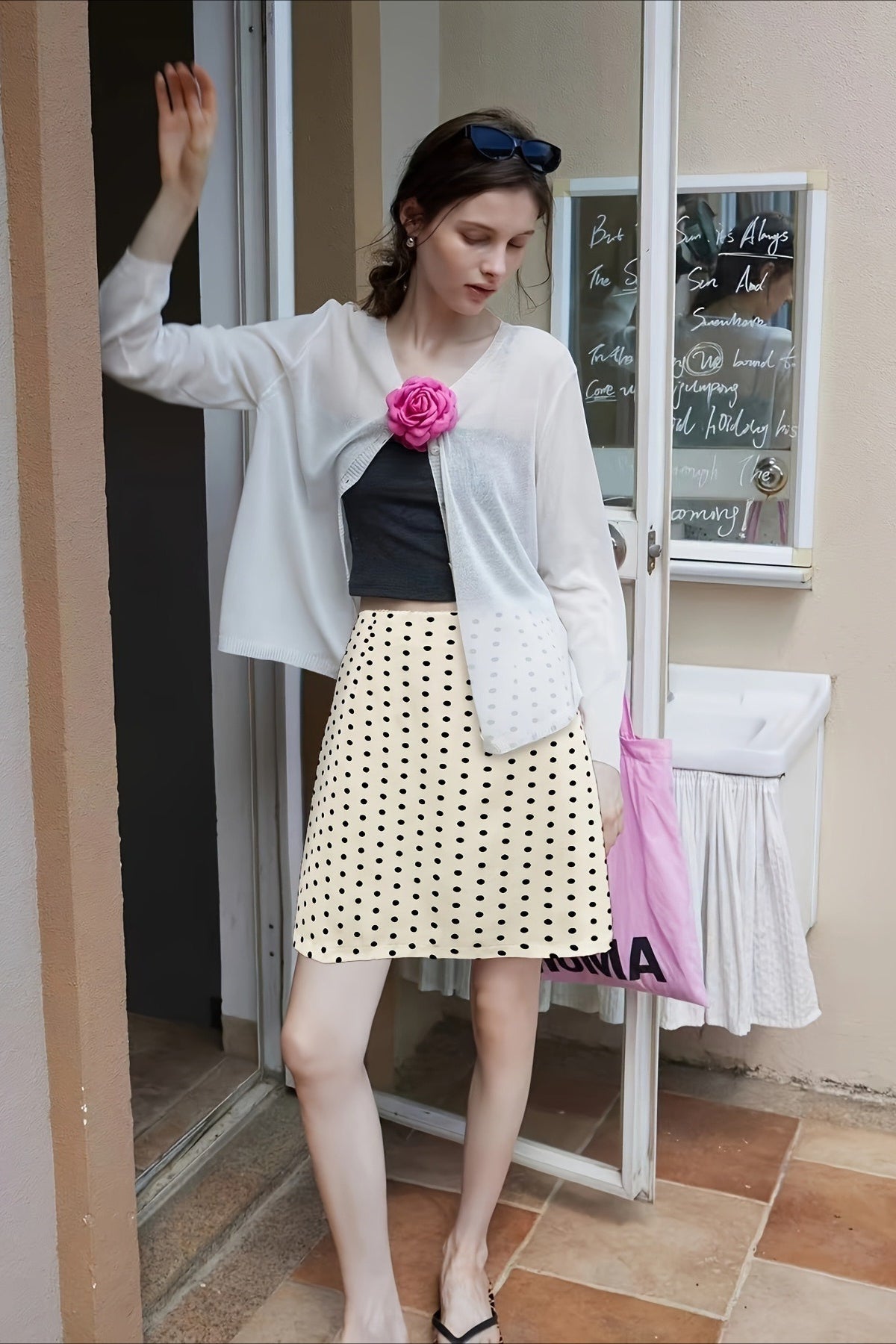 Polka Dot Slim Fit Skirt - Fashionpara