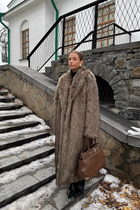 Faux Fur Long Thick Warm Overcoat - Fashionpara