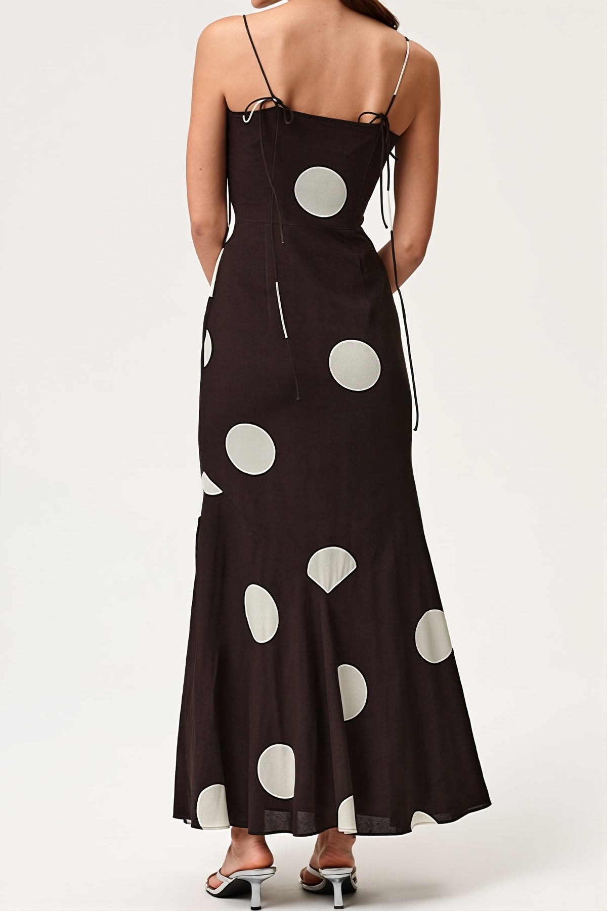 Polka Dot Square Neck A-Line Maxi Dress